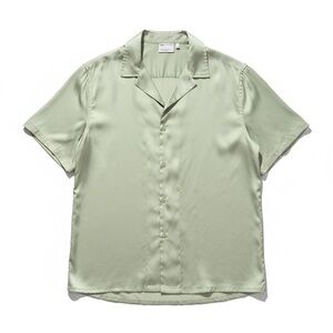 ASOS Sage Green Satin Short Sleeve Shirt
